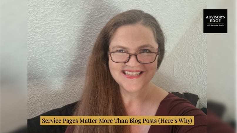 Kandace Blevin explaining why service pages matter more than blog posts for AI-driven business visibility in 2026