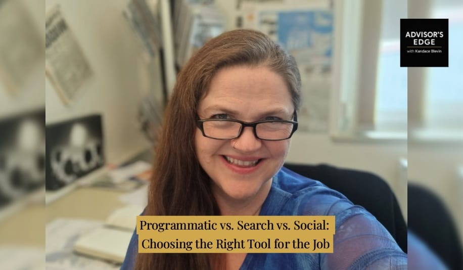 Kandace Blevin explaining the difference between programmatic, search, and social advertising in the AI era