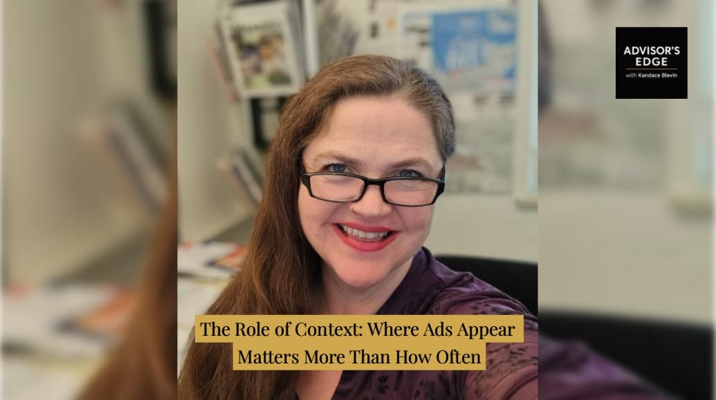Kandace Blevin explaining why advertising context and placement matter more than frequency in the AI era